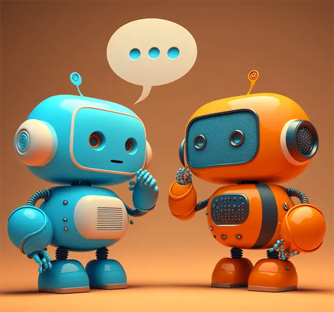 2 robotter der snakker sammen